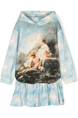 Roberto Cavalli Kapuzenkleid mit grafischem Print