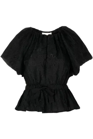 ULLA JOHNSON Jacquard-Bluse mit Schleifenverschluss