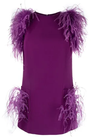 Elie saab Kreppbluse mit Federn