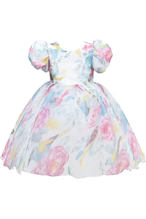 Tulleen Kleid mit Blumen-Print