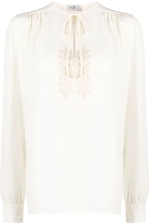 Etro Bluse aus Seide mit Blattstickerei