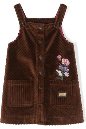 Dolce & Gabbana Kleid aus Cord mit Blumenstickerei