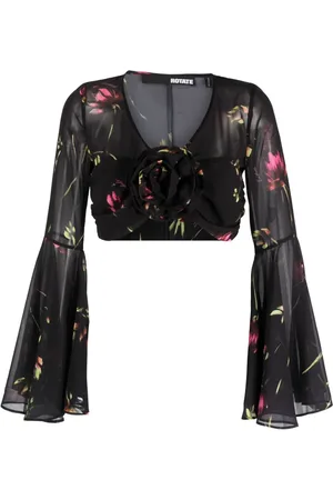 ROTATE Semi-transparente Cropped-Bluse