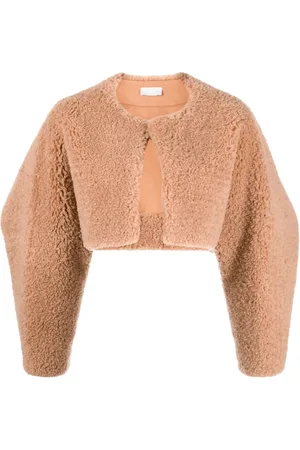 SYSTEM Shearling-Jacke mit rundem Ausschnitt