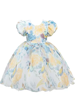 Tulleen Kleid mit Blumen-Print