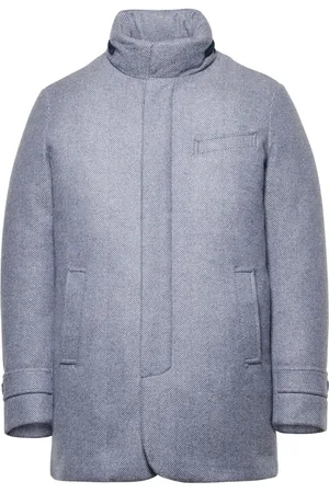 Norwegian Wool Gefütterte Jacke mit Fischgrätenmuster