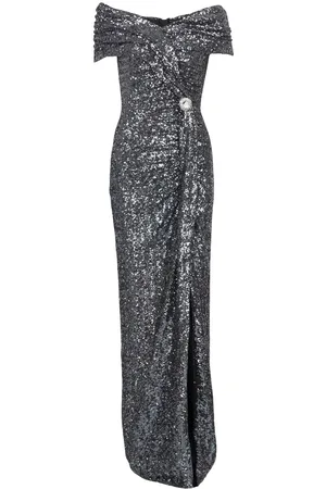 Balmain Schulterfreie Robe mit Verzierung