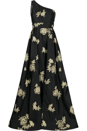 Marchesa Notte Schulterfreie Robe mit Blumenstickerei