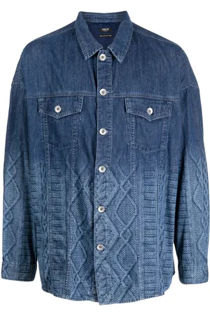 FIVE CM Jeanshemd mit Zopfmuster-Print