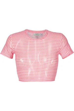 AMIR SLAMA Cropped-T-Shirt mit Vichy-Karo