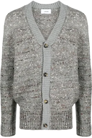 LARDINI Melierter Cardigan mit gerippten Bündchen