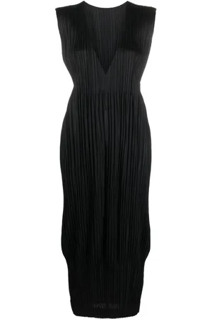 PLEATS PLEASE ISSEY MIYAKE Plissiertes Midikleid mit V-Ausschnitt