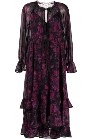 Marchesa Notte Pom Maxikleid mit Blumen-Print