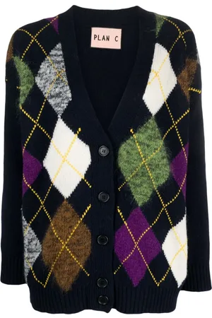 Plan C Cardigan mit Argyle-Intarsienmuster