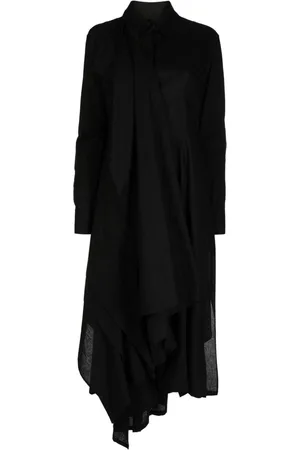 YOHJI YAMAMOTO Drapiertes Muslin Midikleid
