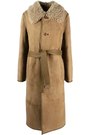 LEMAIRE Ledermantel mit Shearling-Kragen