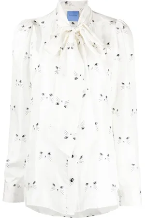 Macgraw Bluse aus Seidensatin mit Katzen
