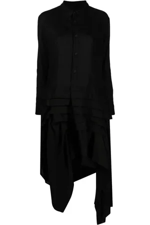 YOHJI YAMAMOTO Asymmetrisches Midikleid mit Volants