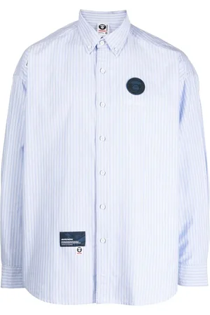 A Bathing Ape Gestreiftes Hemd mit Logo-Patch