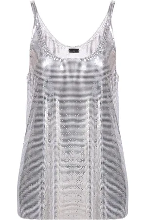 Paco rabanne Netztop im Metallic-Look