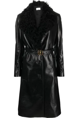 Bally Ledermantel mit Shearling-Kragen