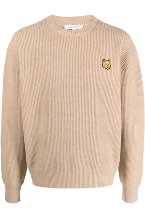 Maison Kitsuné Gerippter Pullover mit Fuchs-Patch