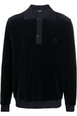 Giorgio Armani Poloshirt aus Samt mit Logo-Stickerei