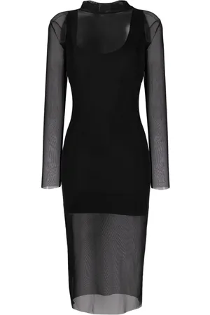 Alchemy Semi-transparentes Midikleid mit Stehkragen