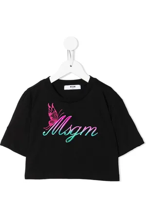 Msgm Cropped-T-Shirt mit Logo-Print