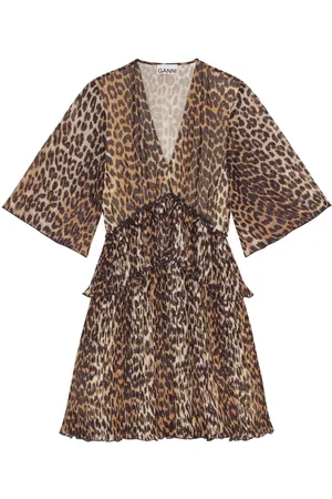 Ganni Minikleid mit Leopardenmuster
