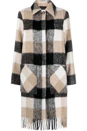 Woolrich Karierter Mantel mit Fransensaum