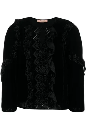 Twin-Set Bestickte Samtbluse