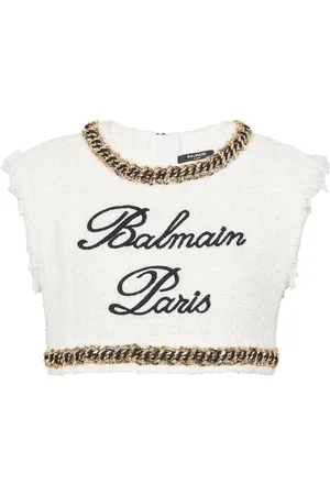 Balmain Cropped-Top mit Signature-Stickerei