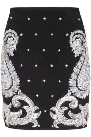Balmain Minirock mit Paisley-Stickerei