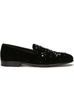 Dolce & Gabbana Slipper aus Samt mit Kristallen