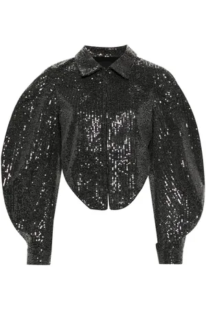 ROTATE Cropped-Jacke mit Pailletten