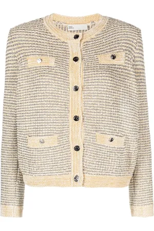 Tory Burch Gestreifter Cardigan mit metallischen Nähten
