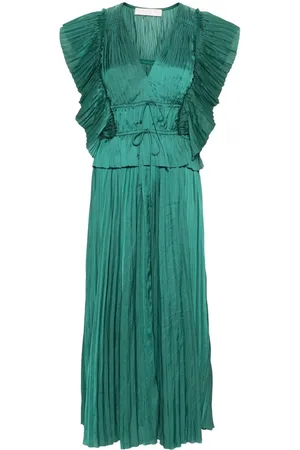 ULLA JOHNSON Plissiertes Letty Midikleid