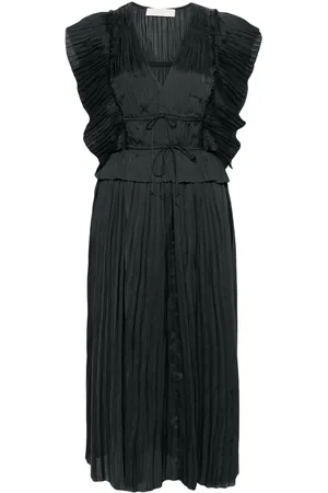 ULLA JOHNSON Plissiertes Letty Midikleid