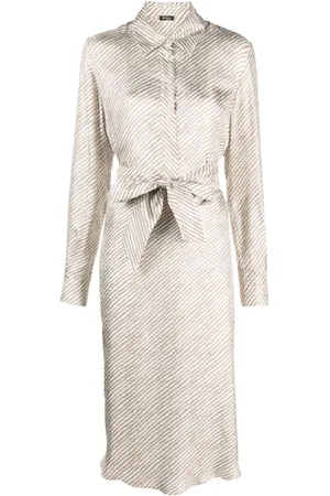 Kiton Seidenhemdkleid mit abstraktem Print