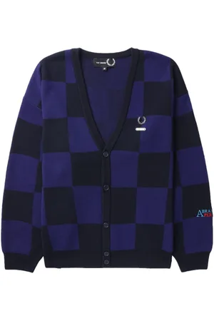Fred Perry X Raf Simons karierter Cardigan mit Logo-Applikation