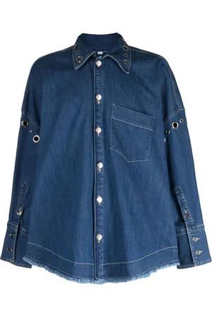 ACT N°1 Jeans-Hemdjacke mit Ösendetail