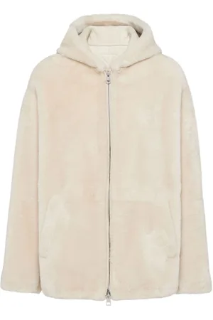 Prada Shearling-Jacke mit Kapuze