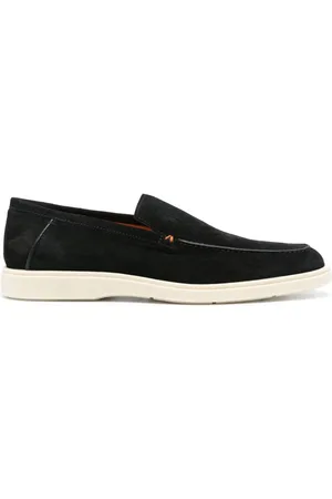 santoni Loafer aus Wildleder mit Kontrastnaht