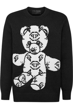 Philipp Plein Jacquard-Pullover mit aufgesticktem Teddy