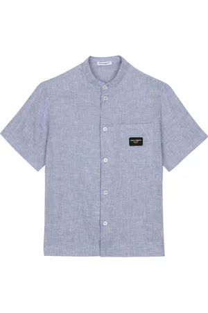 Dolce & Gabbana Hemd aus Leinen mit Logo-Patch