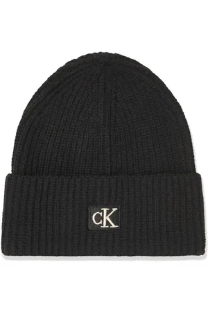 Calvin Klein Gerippte Beanie mit Logo-Patch