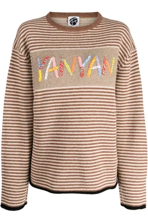 YANYAN KNITS Pullover mit Streifen und Logo