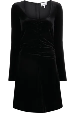 Ganni Gerafftes Minikleid aus Samt