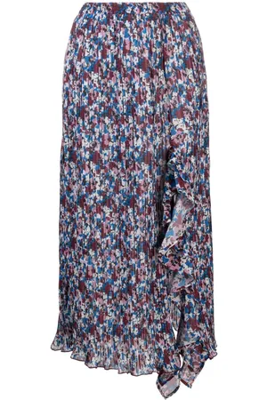 Ganni Plissierter Midirock mit Blumen-Print